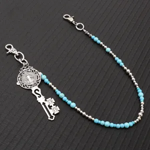Punk turquoise bead key chain metal wallet chain gothic pants chain cool accessory