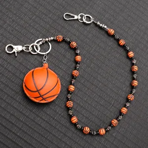 Cadena de billetera de baloncesto hip-hop punk pantalones con colgante de cuero de baloncesto.