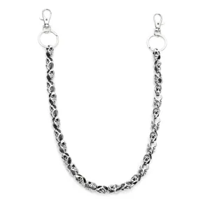 Retro silver skull metal wallet chain punk hip hop jeans pants chain key chain accessories
