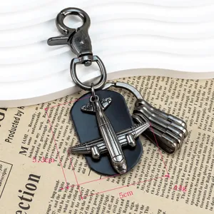 Porte-clés avion en alliage vintage pendentif rétro sac métal cadeau pour couple et amis