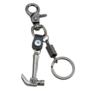 Retro Alloy Hammer Keychain With Bottle Opener Skull Pendant Vintage Hip Hop Leather Key Ring Creative Craft Gift
