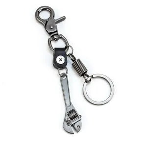 Llavero creativo de llave inglesa plata antigua colgante calavera estilo retro regalo