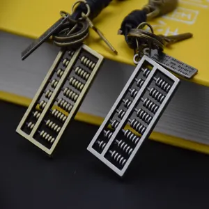 Detailansicht des Vintage Metall Abacus Schlüsselanhängers, Legierung Mini Anhänger Stil.