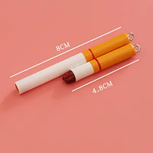Mini cylindrical keychain pendant with white and orange design, 8cm and 4.8cm sizes available.