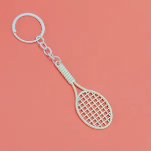 Llavero de raqueta de tenis, lindo colgante de mochila, accesorio de estilo casual al aire libre.