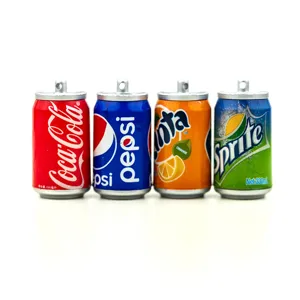 Miniature beverage can charms, metal pendants for DIY necklaces and lanyards, 4 pieces set.