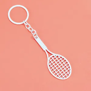 Llavero de raqueta de tenis blanca, lindo colgante de bolsa, accesorio deportivo, minimalista.