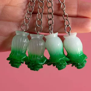Miniature Chinese Cabbage Keychain Cute Pendant Green White Bag Charm Key Ring 4Pcs