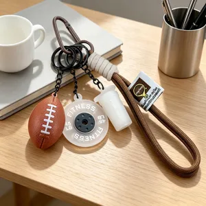 Cute football keychain sports ball bag charm stylish gift for men and women key chain
