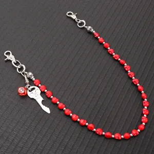 Punk Red Skull Bead Pants Chain Hip Hop Wallet Chain Jeans Waist Chain Rock Accessories