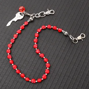 Red skull pants chain wallet chain punk rock hip hop jeans accessory detail view close up