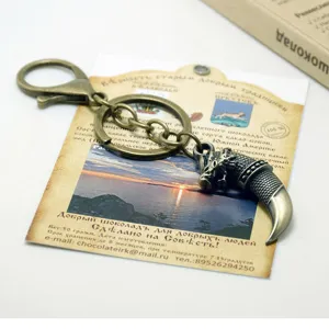 Metall Drachenklaue Schlüsselanhänger Vintage Bronze Schlüsselring Karabinerhaken Tasche