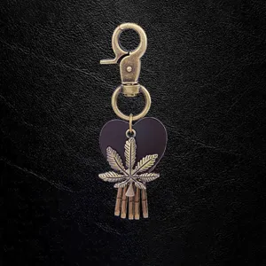 Porte-clés feuille en alliage bronze ancien rétro chaîne de clés accessoire charm
