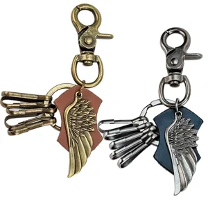 Rétro Aile d'Ange Cuir Métal Porte-clés Vintage Pantalon Taille Chaîne Sac Pendentif Accessoires de Mode