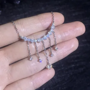 Silber Moissanit Quaste Lächeln Halskette zarter Schmuck für Damen Mode Geschenk