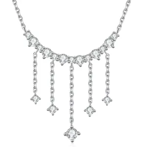 Exquisite S925 Silber Quaste Moissanit Lächeln Halskette, vielseitiges schickes Design.