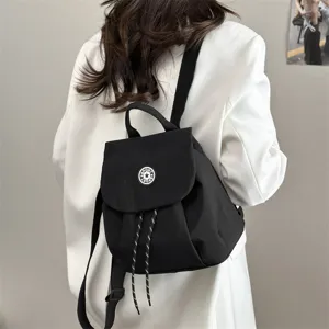 Mini Sac à Dos Minimaliste Imperméable en Tissu Oxford pour Femmes Casual Couleur Unie Voyage École Quotidien Bookbag Daypack