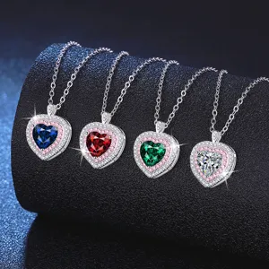 Collier en Argent Sterling 925 GRA Moissanite Pendentif Cœur Bijou en Pierre Précieuse Créée en Laboratoire Cadeau
