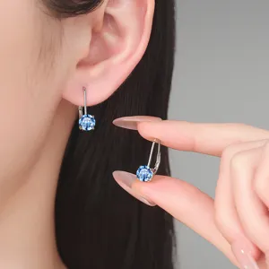Boucles d'oreilles en argent sterling S925 moissanite bleue design classique luxe mode bijoux
