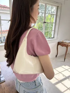 Borsa a spalla minimalista chic a mezzaluna da donna, elegante borsetta giornaliera in PU.