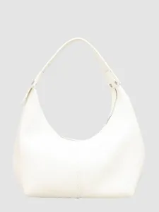 White leather hobo bag stylish minimalist shoulder dumpling bag for women casual daily wear.