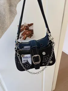 Y2K Tsanta Omoou Denim Me Asteri Vintage Patchwork Kai Alysida Retro Moda Gynaikeia
