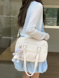 Borsa a tracolla uniforme JK giapponese in pelle PU grande tote bag con peluche carino