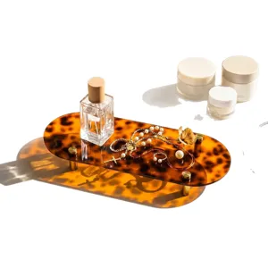 Leopard Print Acrylic Tray Vanity Perfume Organizer Vintage Jewelry Display Tray Decorative Tray