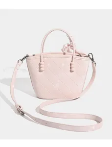 Pink women handbag bucket bag stylish crossbody bag sweet casual commuter shoulder bag chic