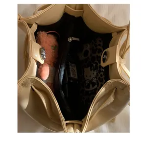 Borsa a secchiello in pelle PU da donna elegante borsa a tracolla alla moda casual