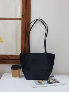 Korean minimalist nylon tote bag large capacity casual shoulder bucket bag for daily commuting women