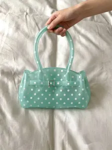 Minzgrüne gepunktete Gelee Handtasche transparente Tasche lässige Umhängetasche für Damen