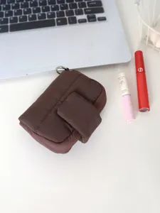 Mini borsetta trapuntata marrone stile coreano carina borsa per rossetto puff.