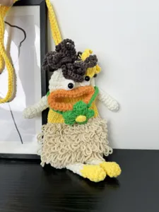 Handmade crochet cartoon phone crossbody bag, cute wool knitted bag for daily use.