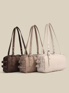 Vintage retro Boston shoulder bag underarm motorcycle bag for women stylish casual handbag