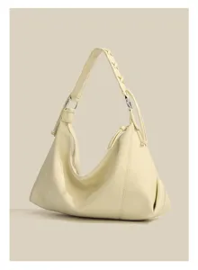Butter yellow slouchy hobo bag women shoulder tote PU leather retro elegant casual daily bag