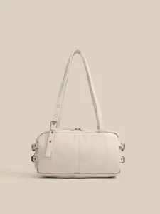 Vintage beige boston shoulder bag chic minimalist underarm bag for women daily fashion