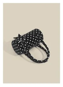 Black polka dot cylindrical shoulder bag sweet style daily handbag trendy crossbody bag.