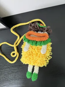 Handmade crochet cute cartoon phone bag, knitted cross body bag for women and girls daily use.