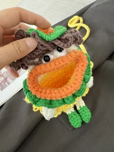Handmade cute crochet cartoon big mouth crossbody bag knit cute phone storage purse