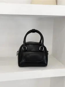 Black PU leather mini handbag versatile shoulder crossbody bag for women daily use
