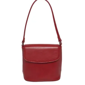 Red leather shoulder bucket bag stylish daily crossbody handbag for women casual versatile use