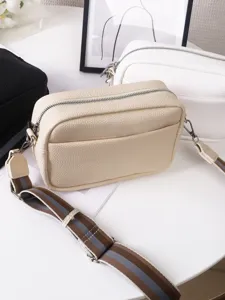 Women solid color PU leather crossbody bag versatile casual chic shoulder square handbag daily use