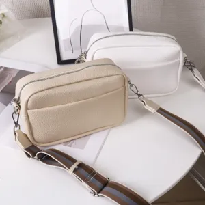 Women solid color PU leather crossbody shoulder bag minimalist daily casual small square handbag