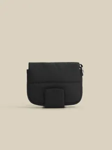 Black quilted portable mini pouch coin purse fashionable multi-functional wallet bag