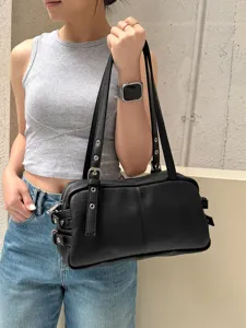 Women Vintage Boston Shoulder Bag PU Leather Casual Retro Pillow Crossbody Bag Daily Commute Handbag Purse