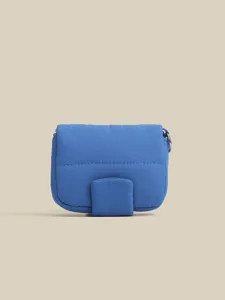 Blue puffy mini crossbody bag and cute coin purse for women daily casual use main view