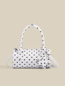 Sweet polka dot handbag for women, chic cylinder crossbody shoulder bag with star charm.