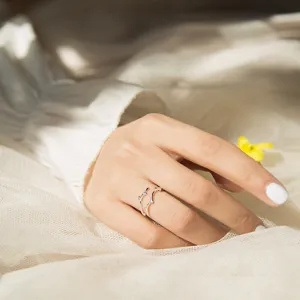 Delicate silver antler ring detail shot, elegant open finger ring for women daily wear.