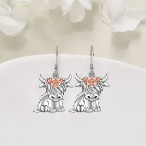 Mignon Dessin Animé Highland Vache Set de Bijoux Alliage de Zinc Strass Boucles d'Oreilles Collier Bagues Bijoux de Mode pour Femmes